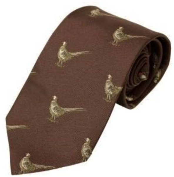 No.16 Tie Burgundy Pheasants Silk by Bisley